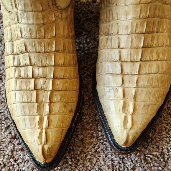 RODEO BRAVO Boots Croc Skin Tan Leather Western Cowboy Work Boots Mens SZ 7.5 - Picture 10 of 10